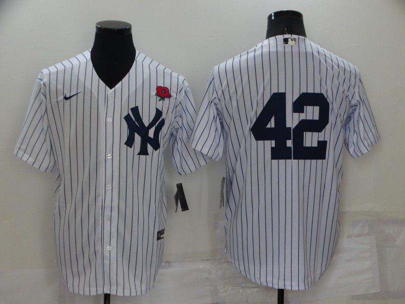 Men New York Yankees #42 No Name White Strip Game 2022 Nike MLB Jersey